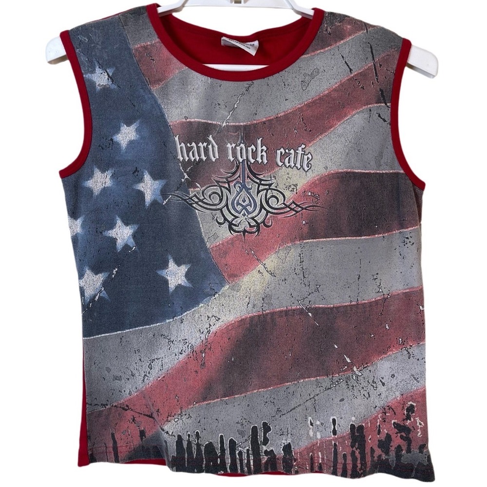 Vintage‎ Hard Rock Cafe Orlando Tank Top Women S Red American Flag Y2K Grunge